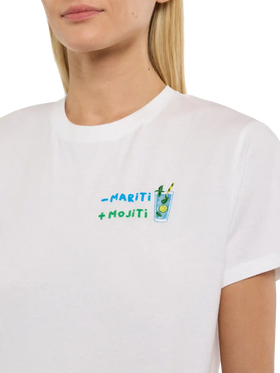 Emilie cotton t-shirt with - mariti + mojiti embroidery - MC2 Saint Barth
