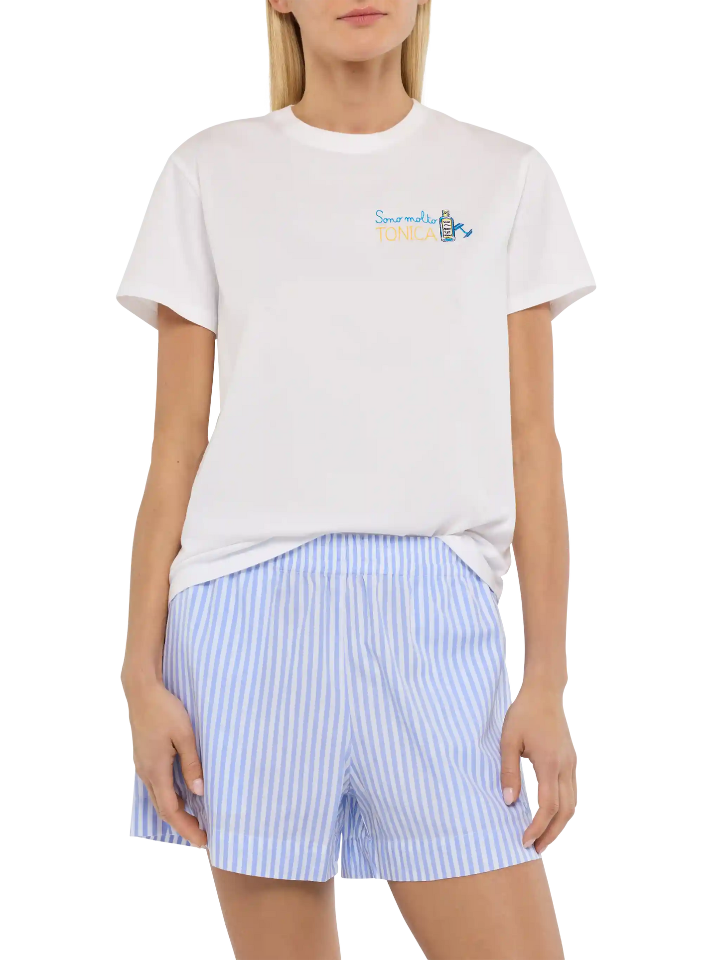 T-shirt Emilie bianca con ricamo Sono molto Tonica