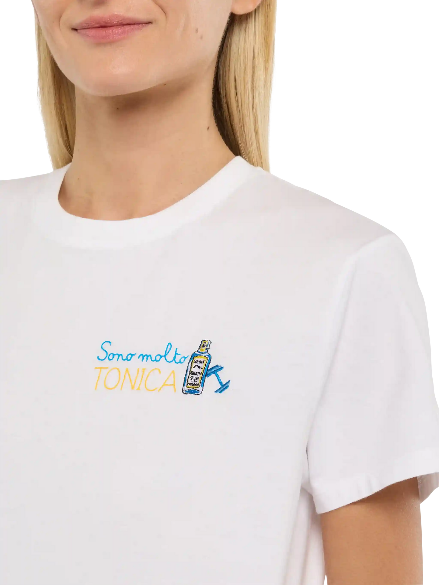 T-shirt Emilie bianca con ricamo Sono molto Tonica