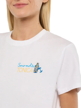T-shirt Emilie bianca con ricamo Sono molto Tonica