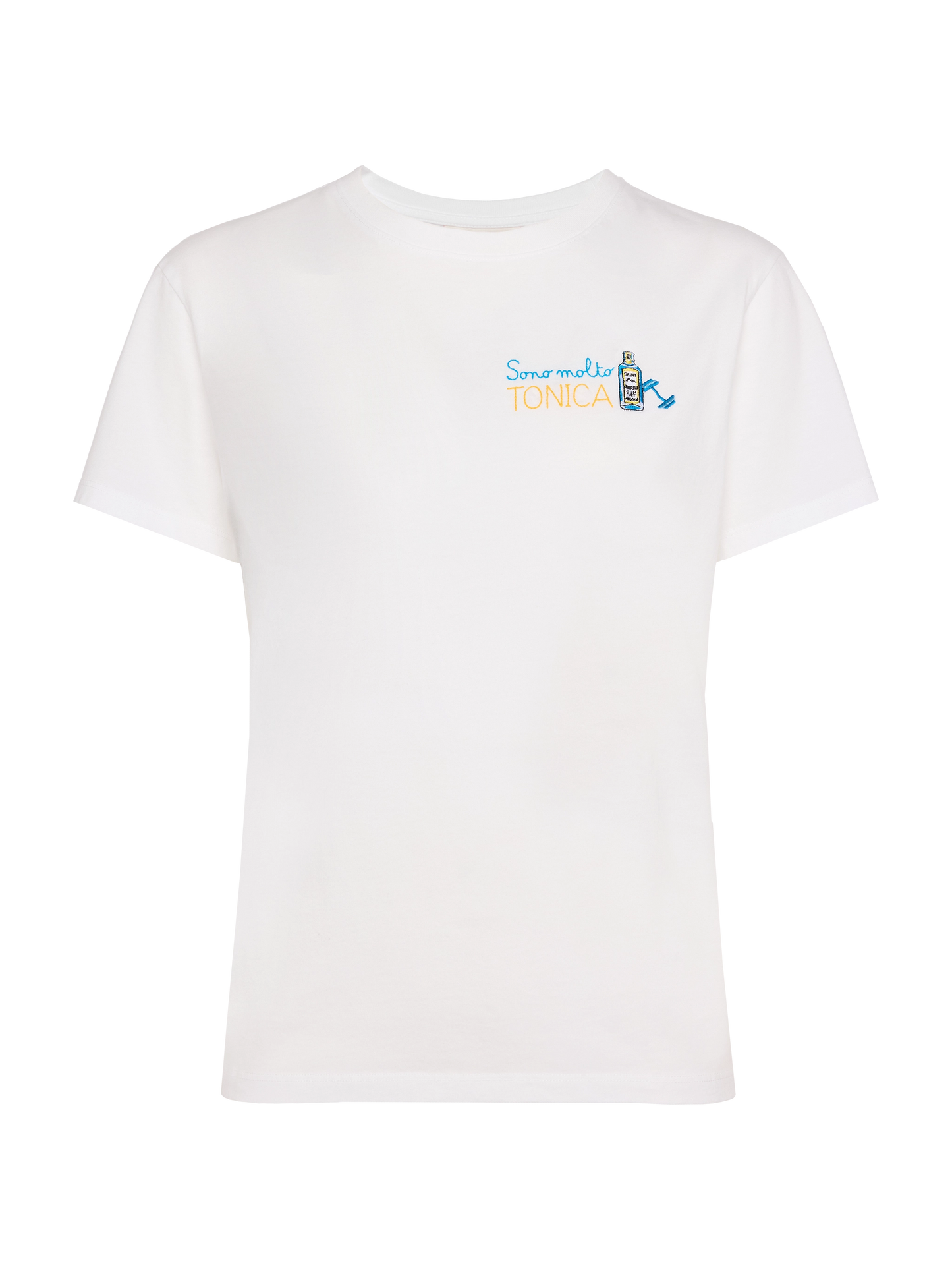 T-shirt Emilie bianca con ricamo Sono molto Tonica