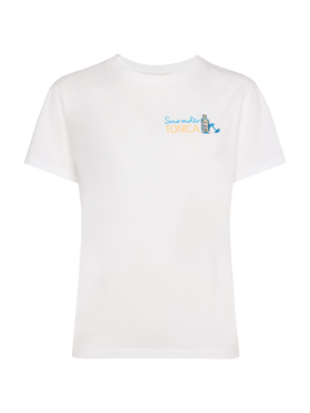 T-shirt Emilie bianca con ricamo Sono molto Tonica