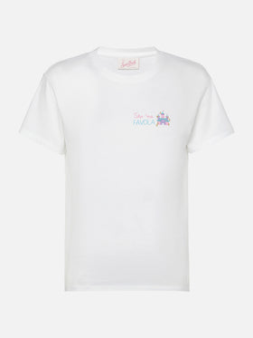 Emilie cotton t-shirt with Sto 'na favola embroidery