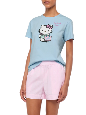 Emilie cotton t-shirt with Hello Kitty St. Barth lover embroidery | HELLO KITTY SPECIAL EDITION - MC2 Saint Barth