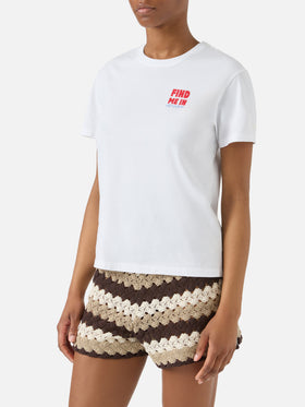 T-shirt Emilie bianca con stampa Find Me in Vacation
