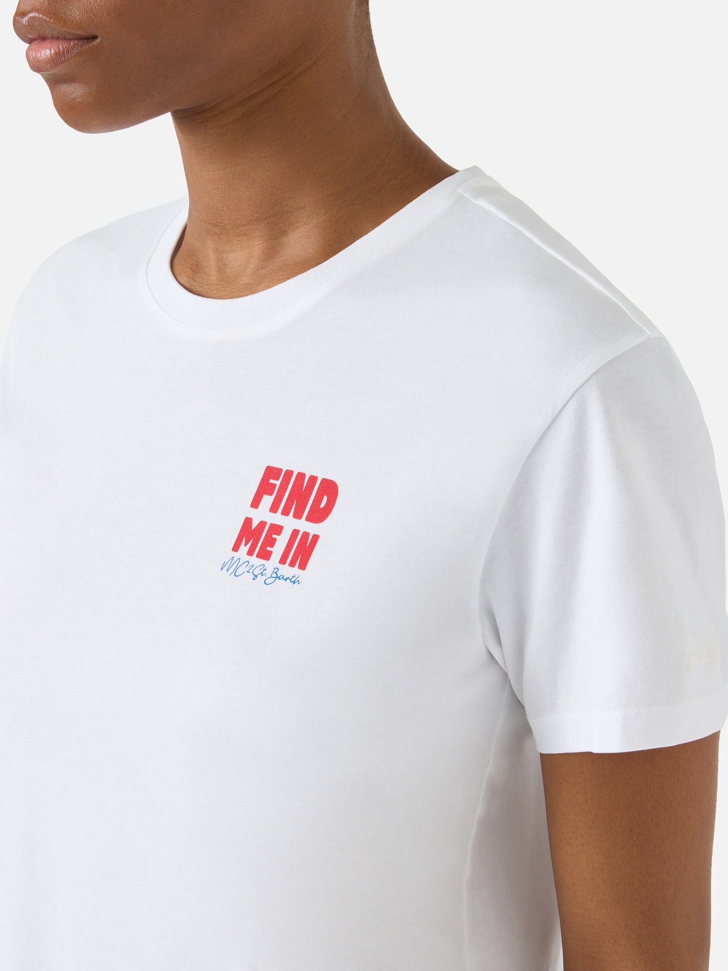T-shirt Emilie bianca con stampa Find Me in Vacation