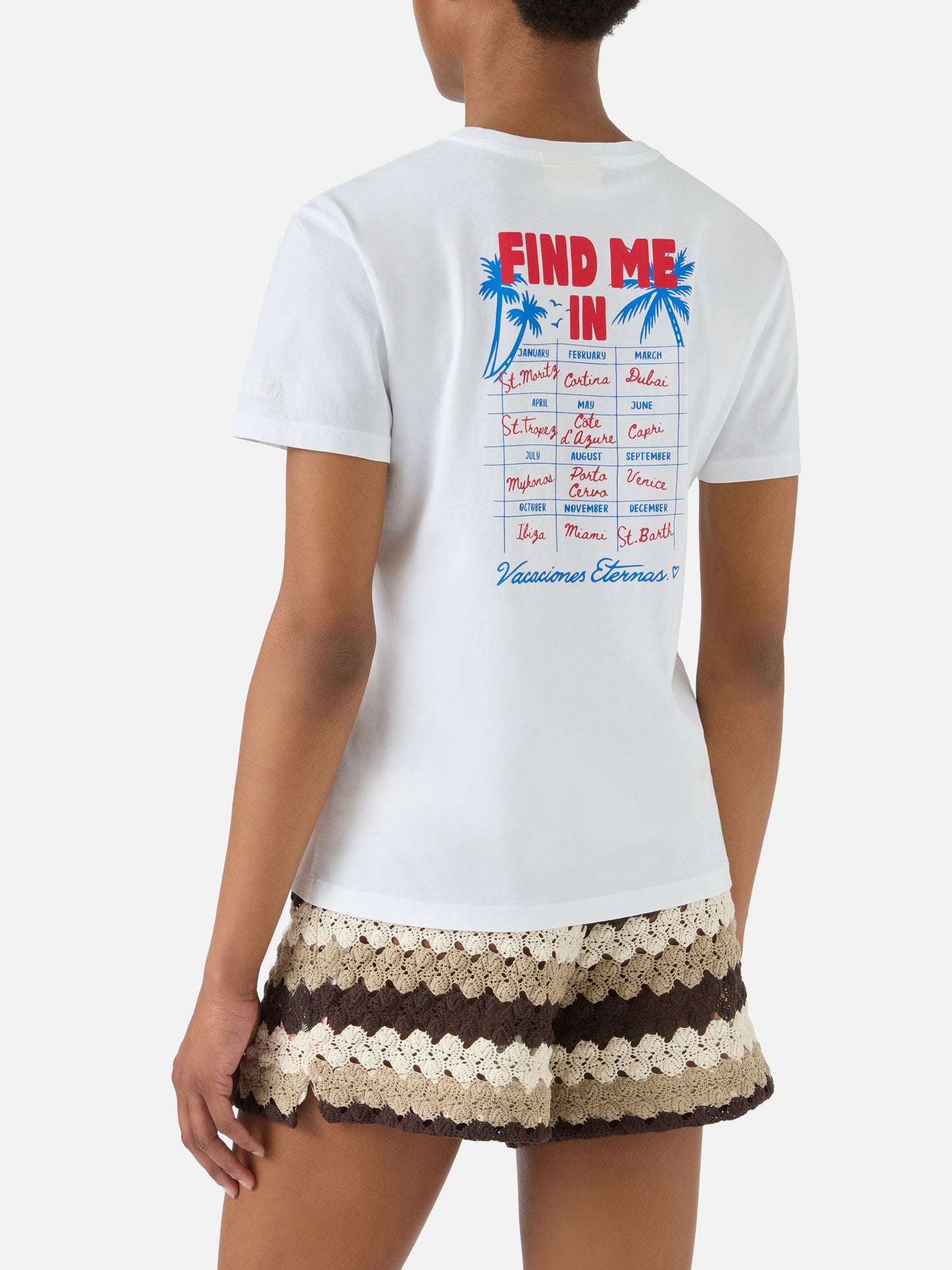 T-shirt Emilie bianca con stampa Find Me in Vacation