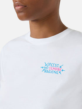 T-shirt Emilie bianca con ricamo Spesso ho sempre ragione