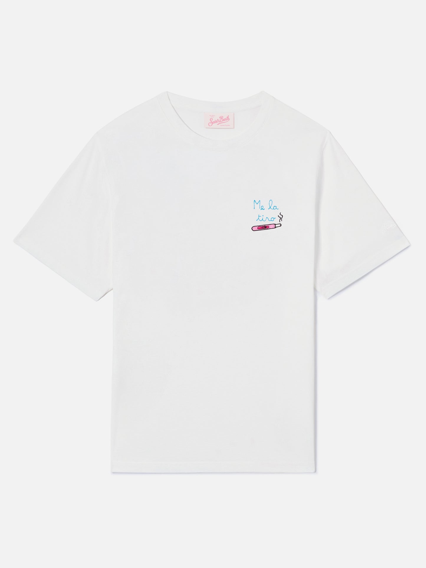 White Emilie T-shirt with Me la tiro embroidery