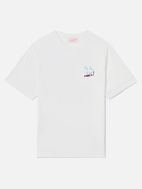 White Emilie T-shirt with Me la tiro embroidery
