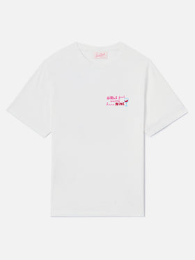 T-shirt Emilie bianca con ricamo Girls Just Wanna Have Wine
