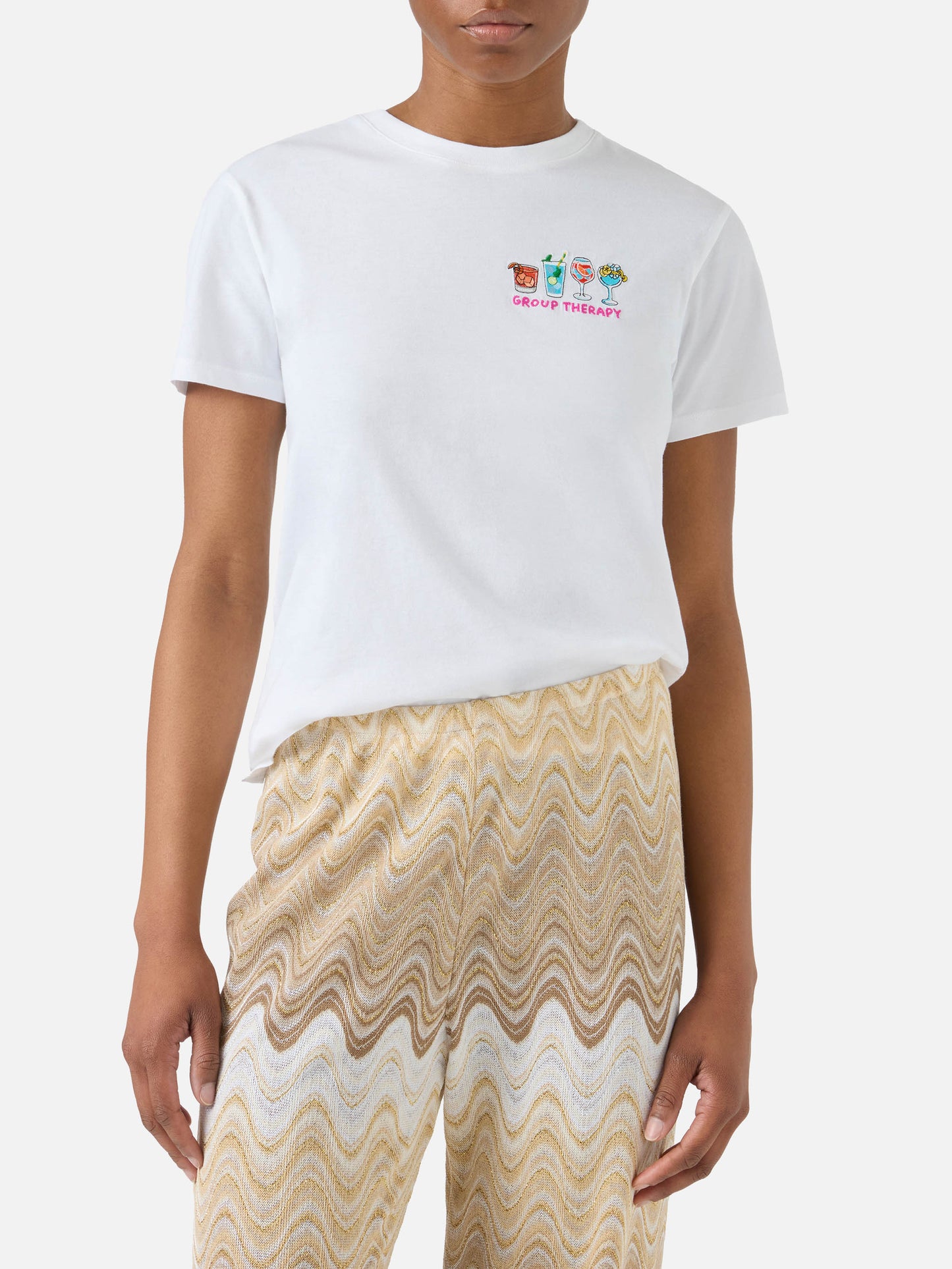 T-shirt Emilie bianca con ricamo Group Therapy
