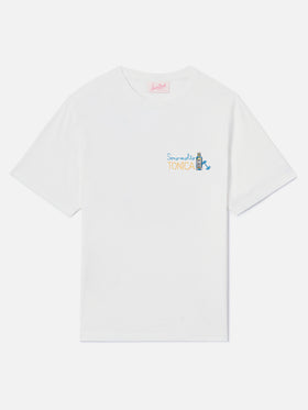T-shirt Emilie bianca con ricamo Sono molto Tonica