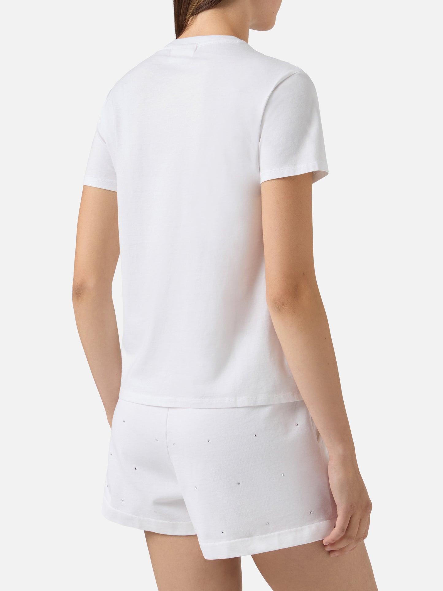 T-shirt Emilie bianca con ricamo I Love Tennis e strass