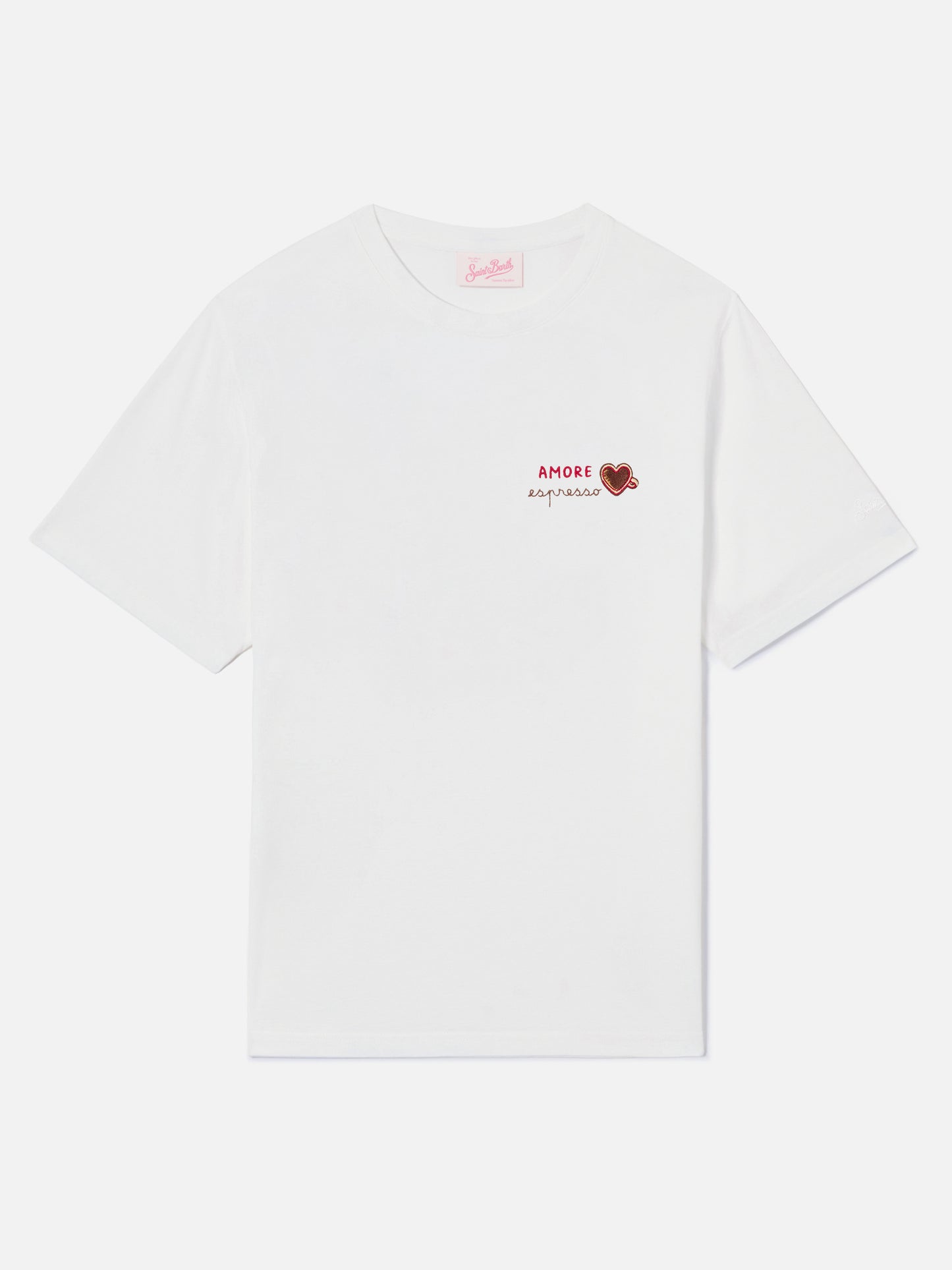 White Emilie T-shirt with Amore Espresso embroidery