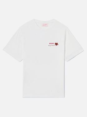 White Emilie T-shirt with Amore Espresso embroidery