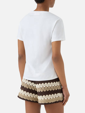 White Emilie T-shirt with Amore Espresso embroidery