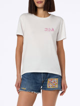 Woman cotton jersey crewneck t-shirt Emilie with Baciami alle Boe print | ALLE BOE SPECIAL EDITION