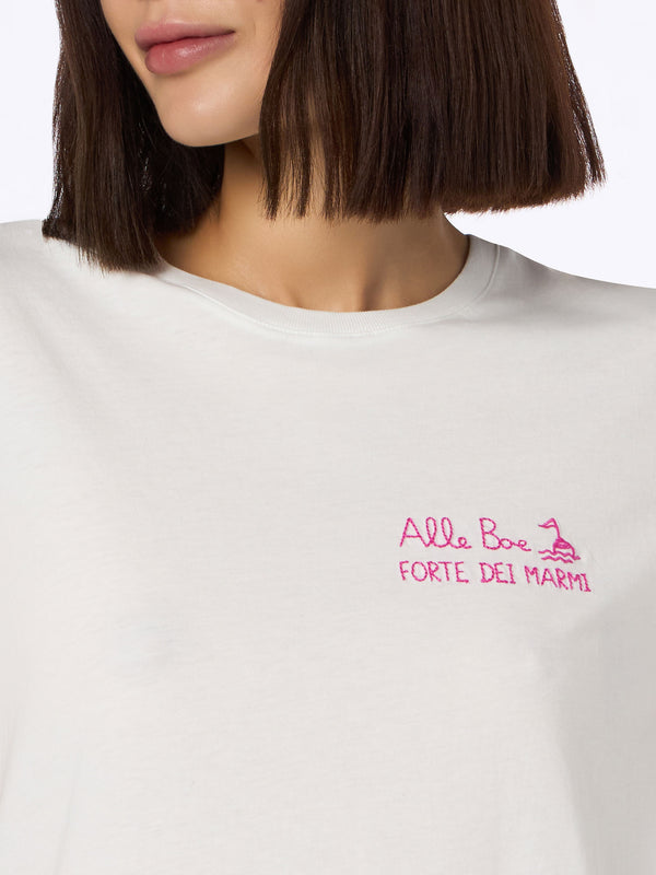 Woman cotton jersey crewneck t-shirt Emilie with Baciami alle Boe print | ALLE BOE SPECIAL EDITION