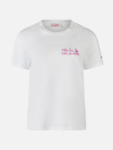 T-shirt girocollo in jersey di cotone da donna Emilie con stampa Baciami alle Boe | ALLE BOE SPECIAL EDITION