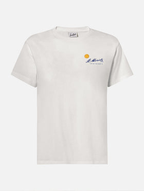 Emilie Baumwoll-T-Shirt in Weiß mit St. Moritz-Print | ST. MORITZ TOP OF THE WORLD SPECIAL EDITION