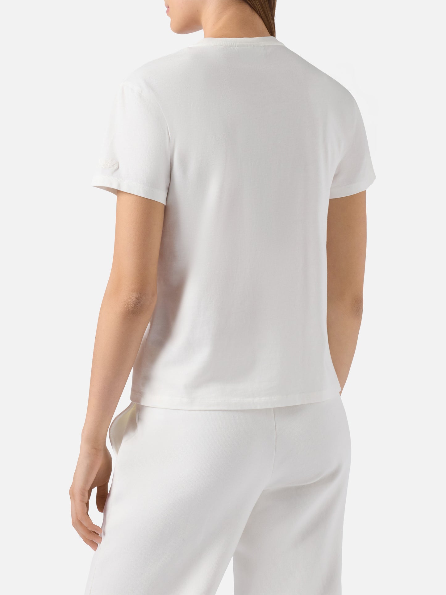 Emilie cotton T-shirt in white with Love is in the air embroidery