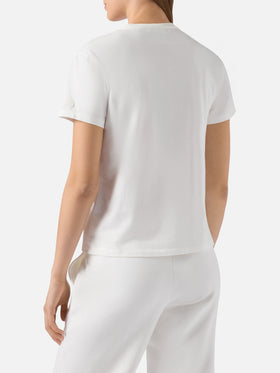 Emilie cotton T-shirt in white with Love is in the air embroidery