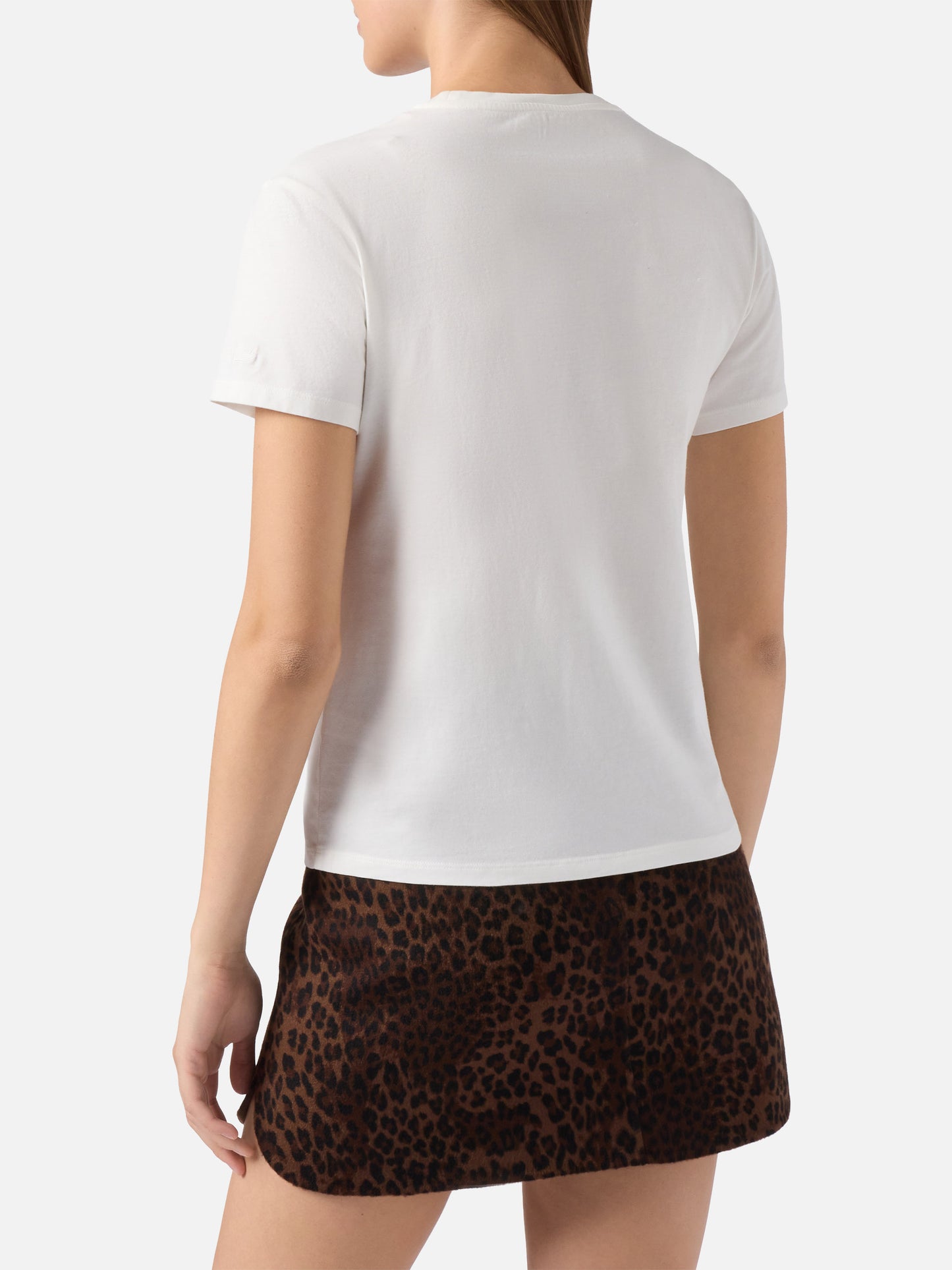 Emilie cotton T-shirt in white with Vacanze di Natale silver glitter print | VACANZE DI NATALE SPECIAL EDITION