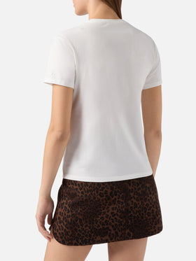 Emilie cotton T-shirt in white with Vacanze di Natale silver glitter print | VACANZE DI NATALE SPECIAL EDITION