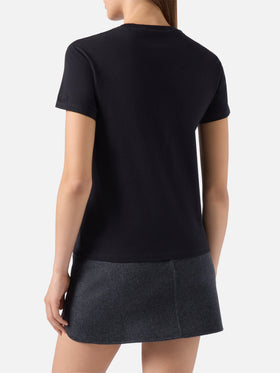 Emilie cotton T-shirt in black with Vacanze di Natale glitter print | VACANZE DI NATALE SPECIAL EDITION