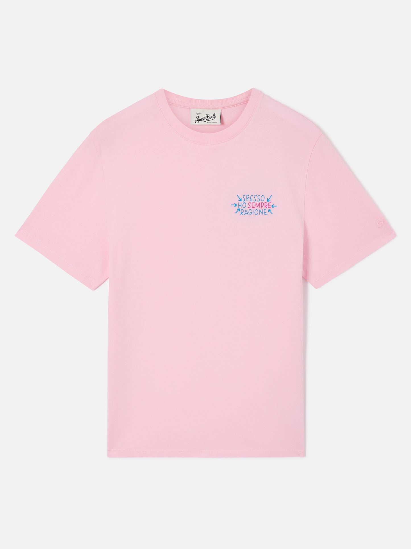 Emilie t-shirt in pink with Spesso ho sempre ragione embroidery