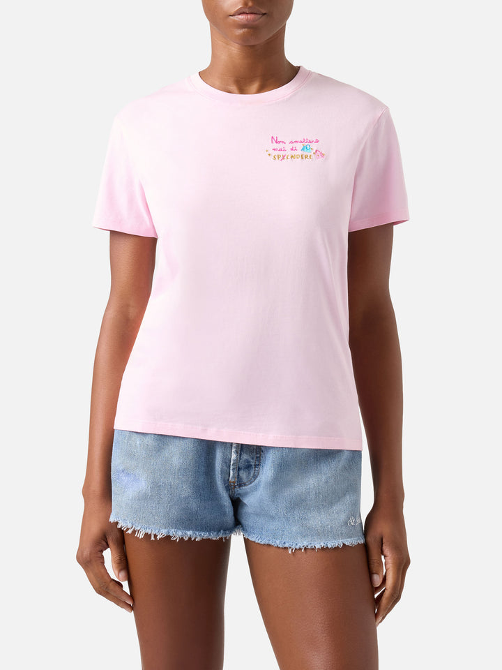 T-shirt Emilie rosa con ricamo Non Spendere
