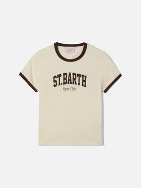 T-shirt Emilie String bianca con stampa Sport Club