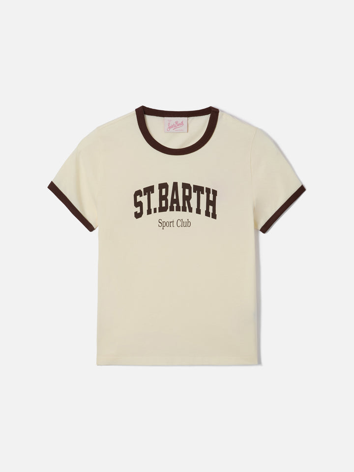 T-shirt Emilie String bianca con stampa Sport Club