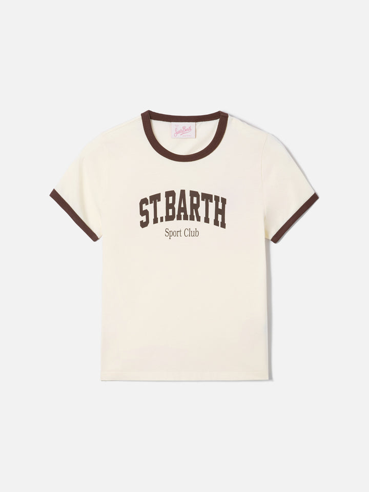 T-shirt Emilie String bianca con stampa Sport Club
