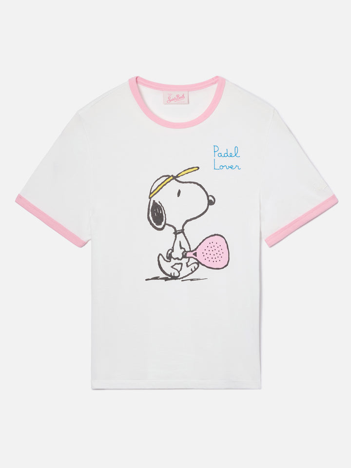 T-shirt Emilie String bianca con stampa Snoopy e ricamo Padel Lover | Special edition