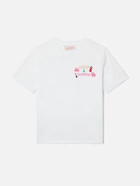 T-shirt Emilie Jr bianca con ricamino Gossip e Shopping
