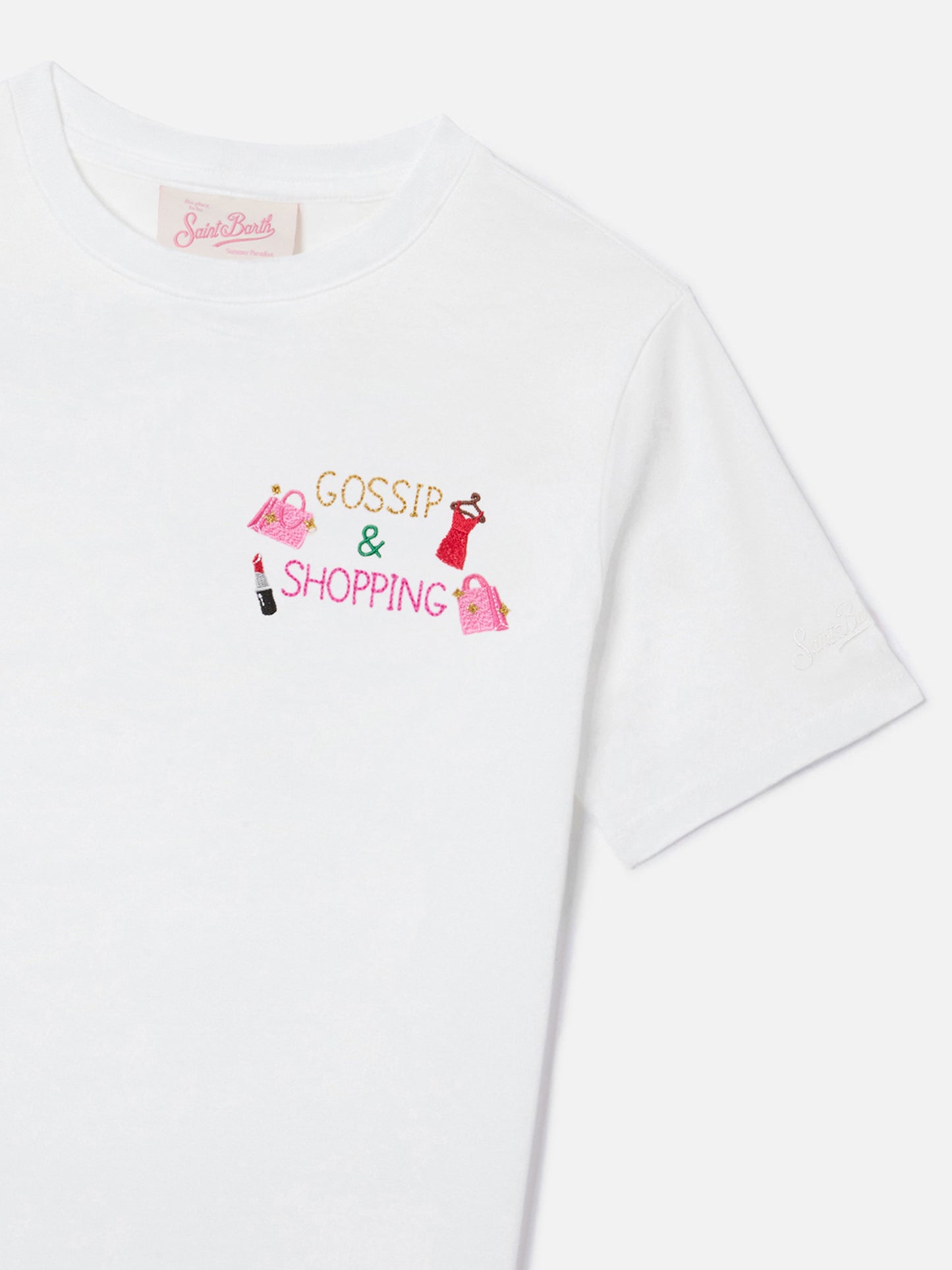 T-shirt Emilie Jr bianca con ricamino Gossip e Shopping