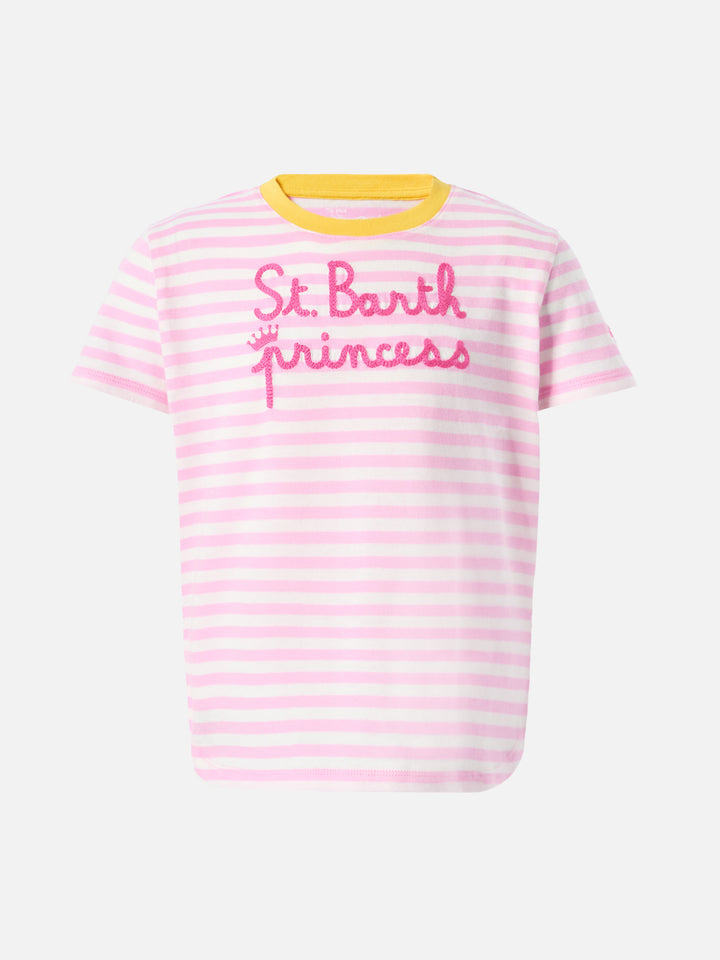 Emma Baumwoll-T-Shirt mit Streifenmuster und St. Barth Princess-Stickerei