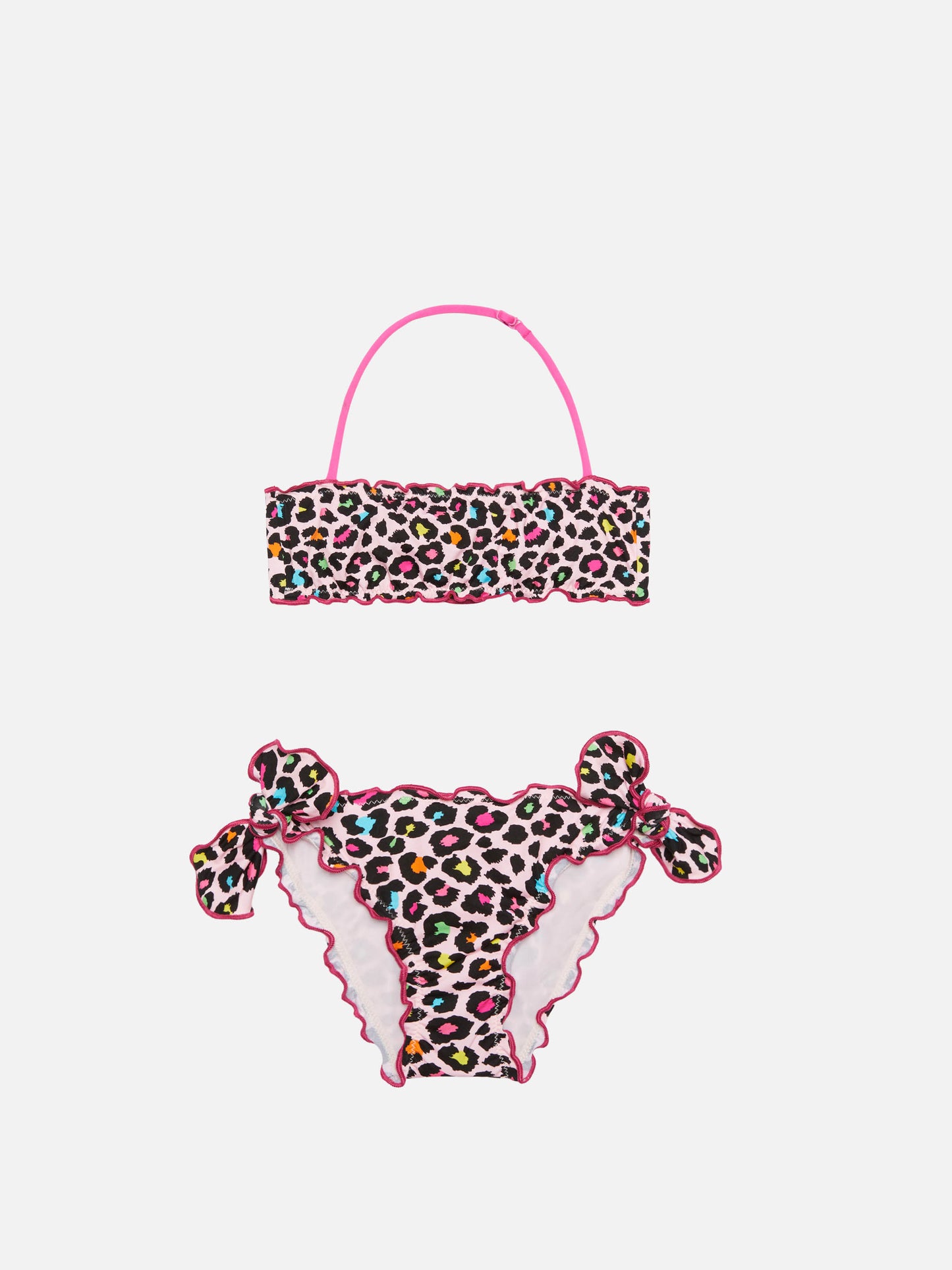 Bandeau-Bikini für Mädchen mit Leopardenmuster