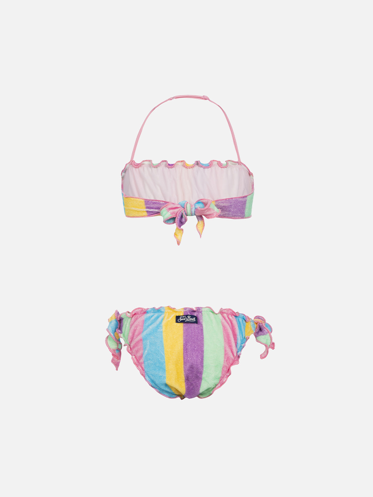 Bikini bandeau classique en éponge pour fille Emy avec imprimé rayé 