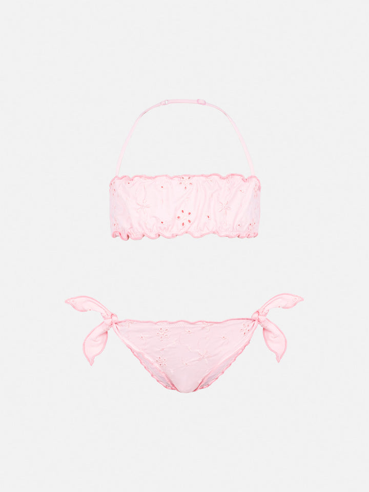 Emy classic bandeau bikini with Sangallo lace embroidery - MC2 Saint Barth