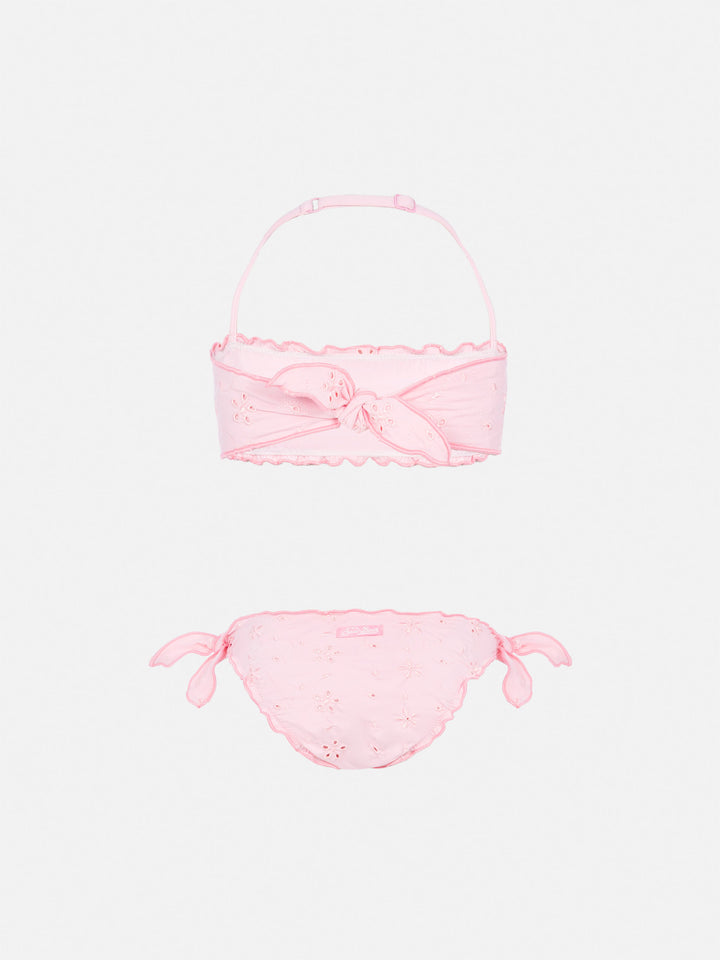 Emy classic bandeau bikini with Sangallo lace embroidery - MC2 Saint Barth