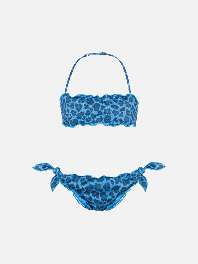 Emy classic bandeau bikini with animalier print