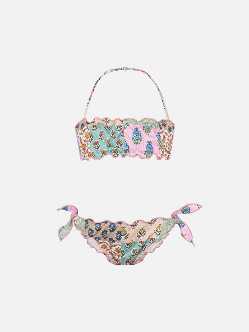 Emy classic bandeau bikini with flower patch print