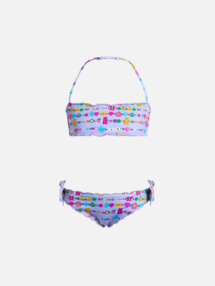 Girl classic bandeau bikini Emy with bracelets print - MC2 Saint Barth