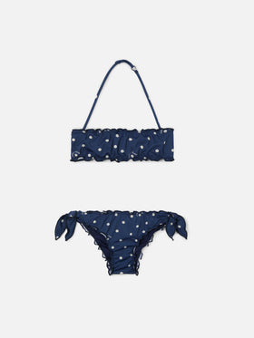 Bikini Emy navy a pois con bordi arricciati