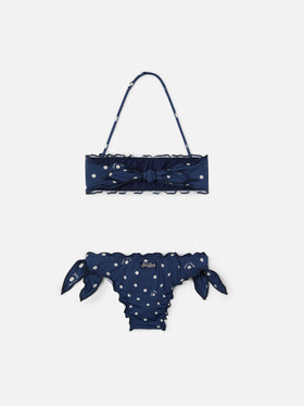 Bikini Emy navy a pois con bordi arricciati