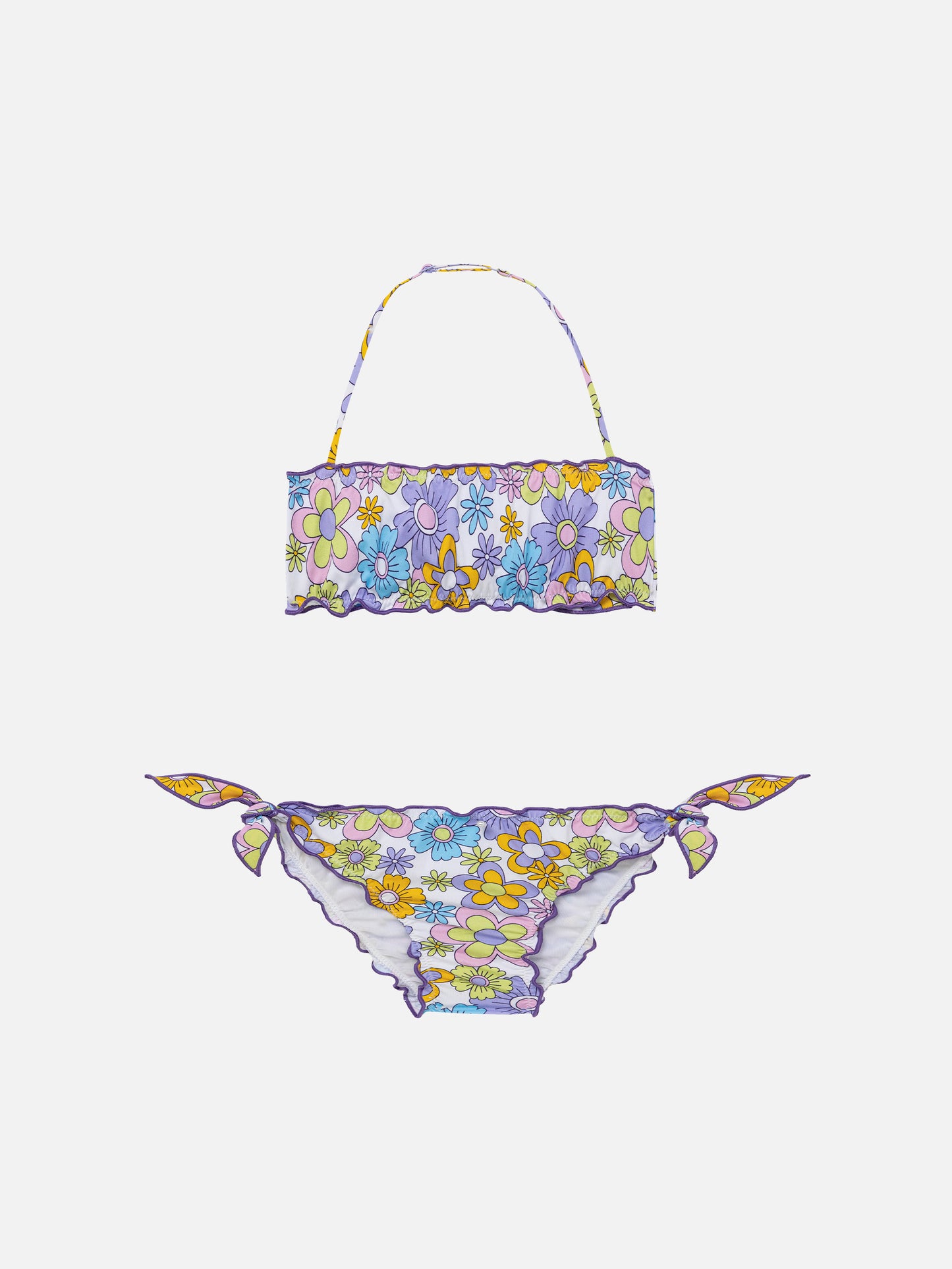 Girl bandeau bikini with multicolor flowers print - MC2 Saint Barth
