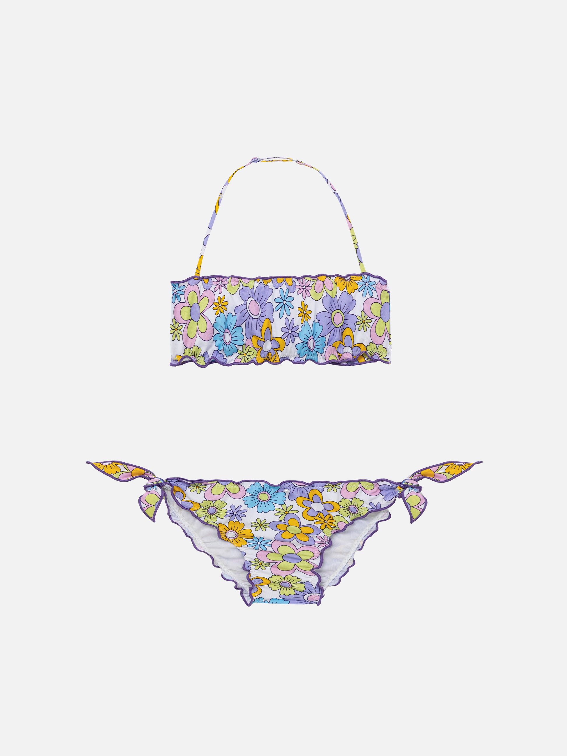 Girl bandeau bikini with multicolor flowers print - MC2 Saint Barth